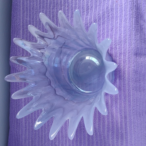 Art Glass Swung Style Bowl Purple Lavender Swirl - Picture 3 of 8